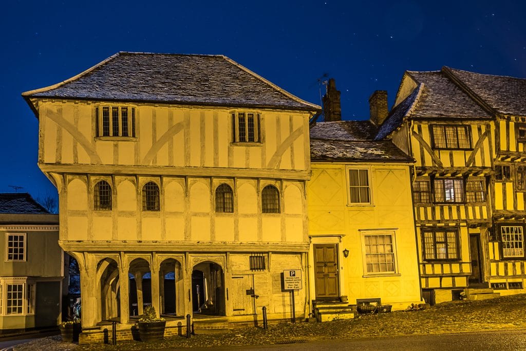 DSCF3834 Thaxted Essex Guildhall illuminated at night