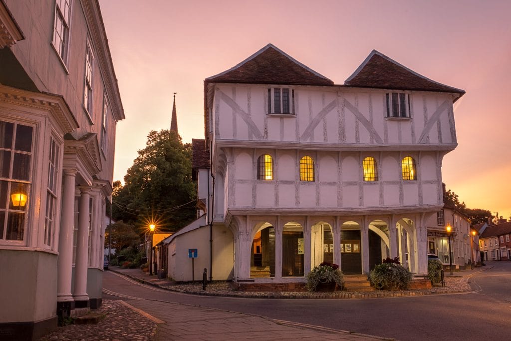 DSCF5374-HDR-2 Thaxted Essex Guildhall at dusk