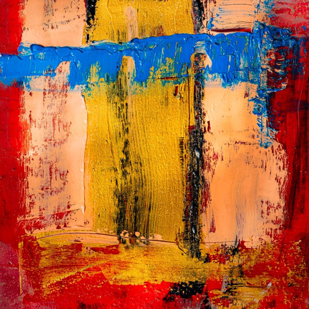 DSFF0271 Photo of abstract art piece - gold, red and blue colours