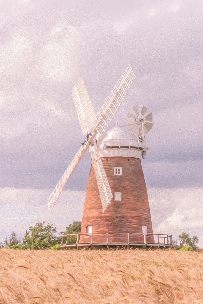 walker-2 Thaxted windmill across wheat field